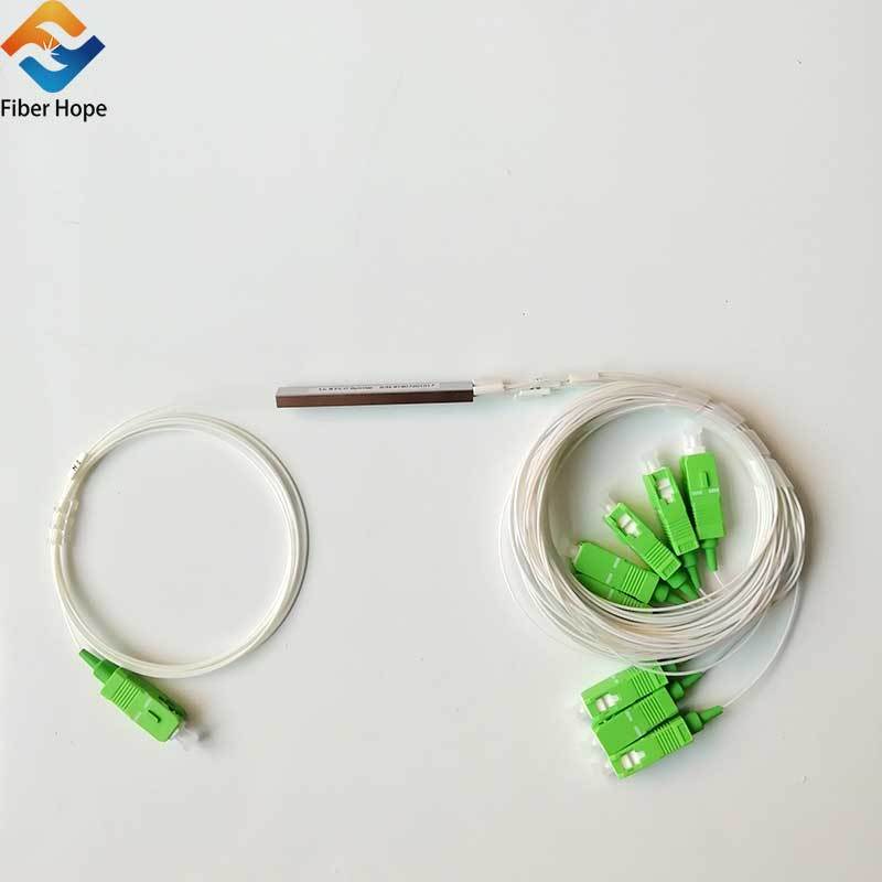 1:8 1x8 Steel Tube Fiber Optical PLC Splitter With SC/APC Connector For Epon/Gpon/FTTH Networks
