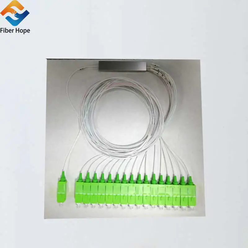 1:16 1x16 Steel Tube Fiber Optical PLC Splitter With SC/APC Connector For Epon/Gpon/FTTH Networks